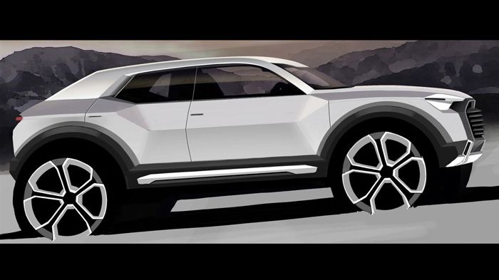 Η μόνη επίσημη εικόνα που έχουμε για το Audi Q1 είναι αυτό το teaser σκίτσο.